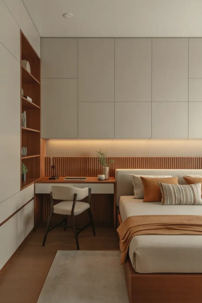 bed and desk layout small room