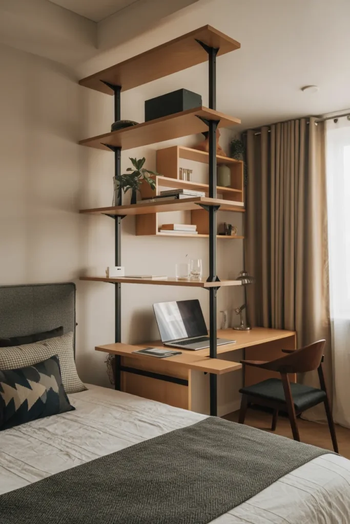 bed and desk layout small room