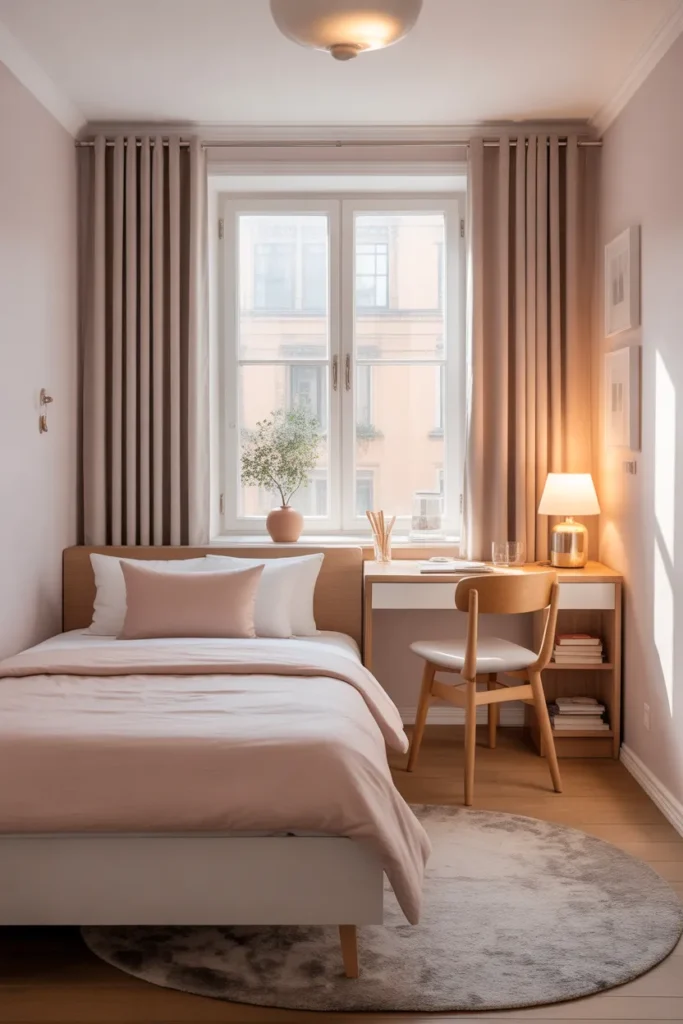 bed and desk layout small room