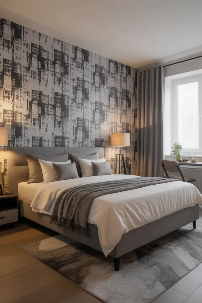 bedroom wallpaper accent wall