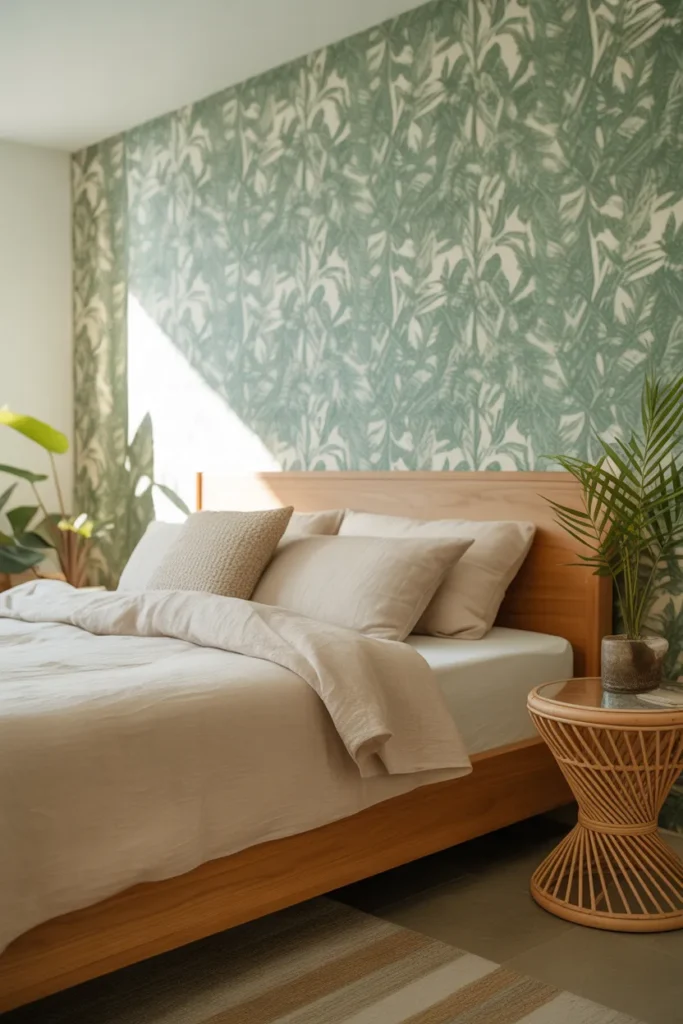 bedroom wallpaper accent wall