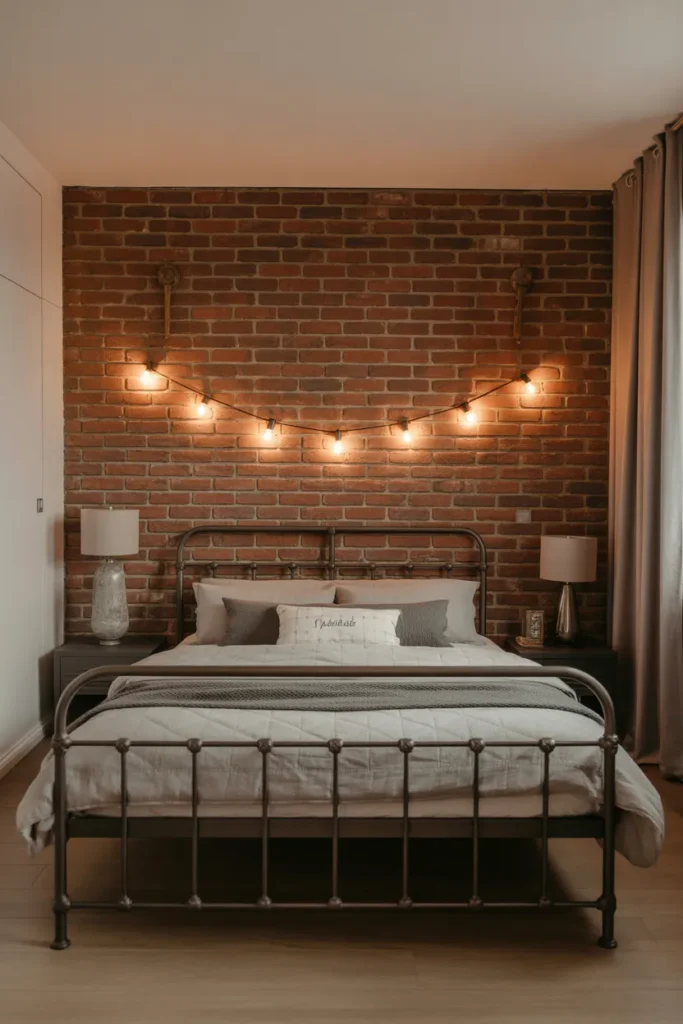 brick wallpaper bedroom