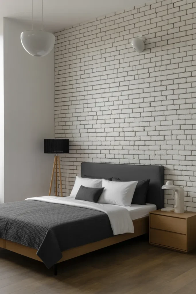 brick wallpaper bedroom