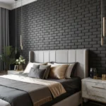 brick wallpaper bedroom