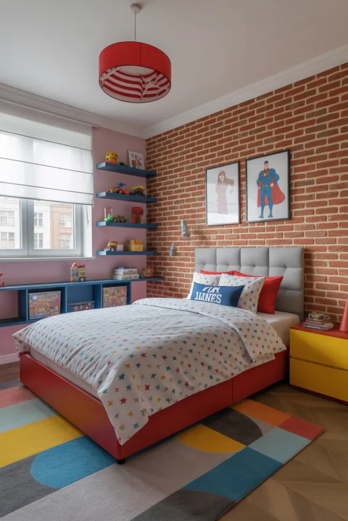 brick wallpaper bedroom