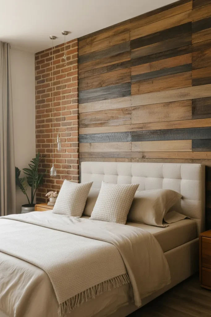 brick wallpaper bedroom