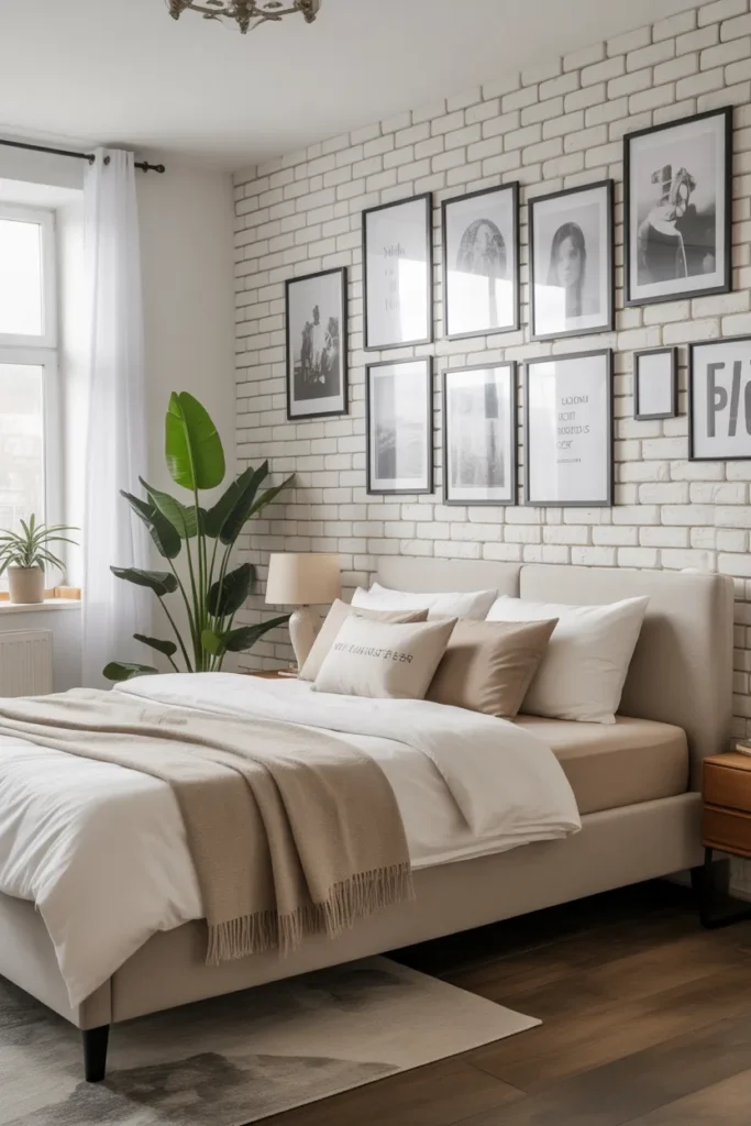 brick wallpaper bedroom