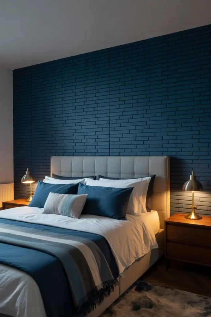 brick wallpaper bedroom