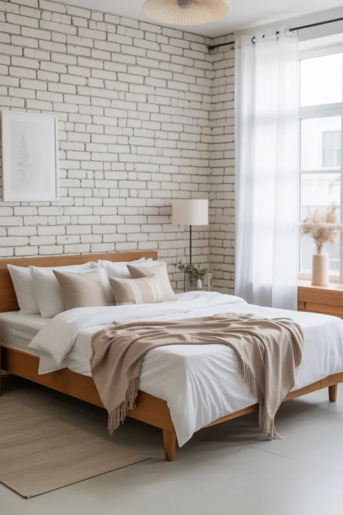 brick wallpaper bedroom