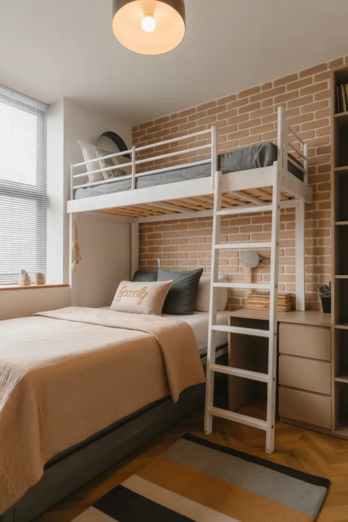 brick wallpaper bedroom