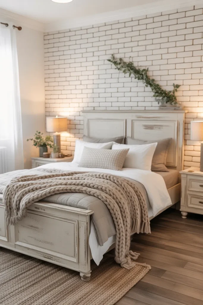 brick wallpaper bedroom