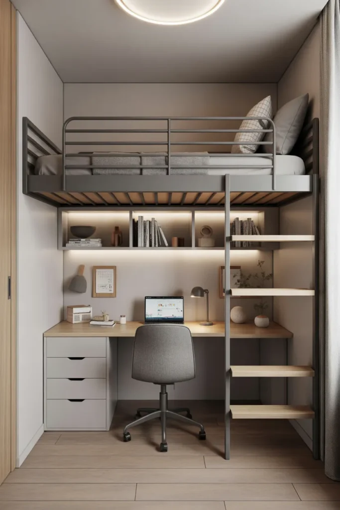 bunk bed with desk for small room