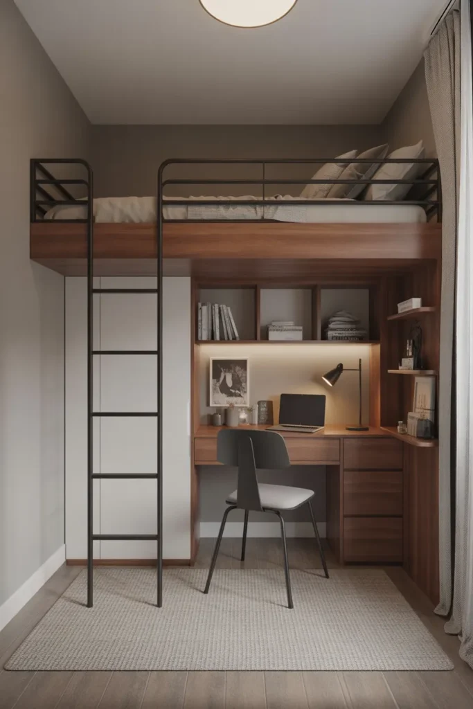 bunk bed with desk for small room