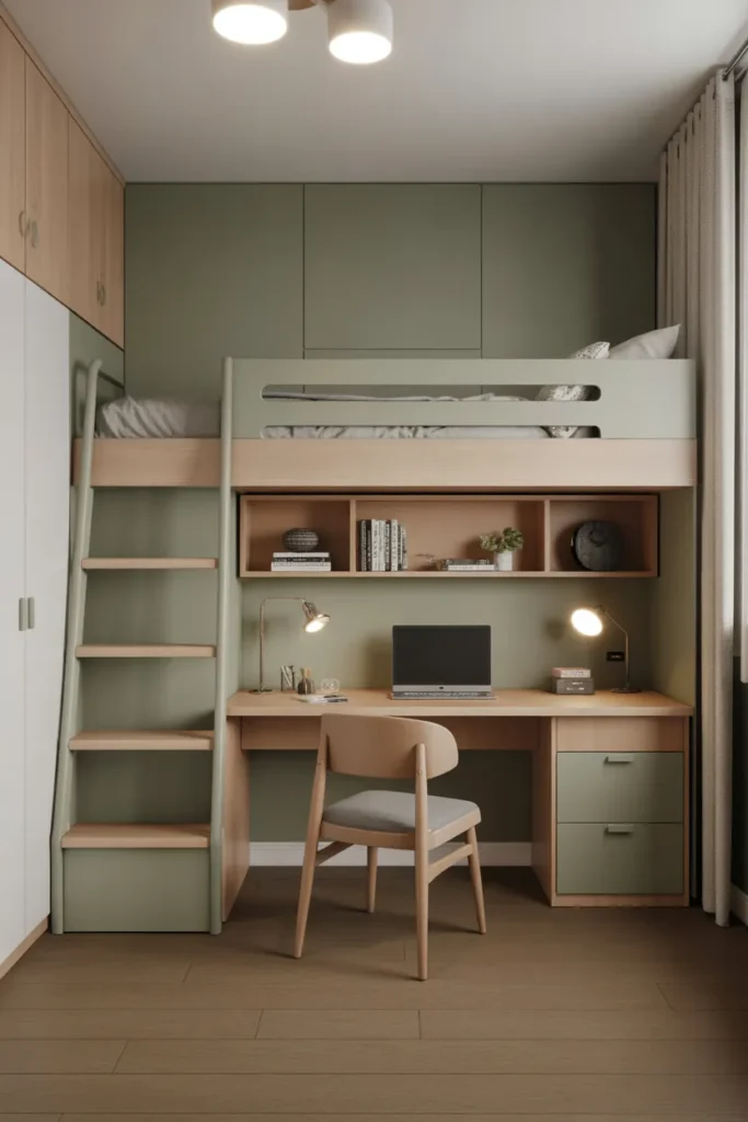 bunk bed with desk for small room
