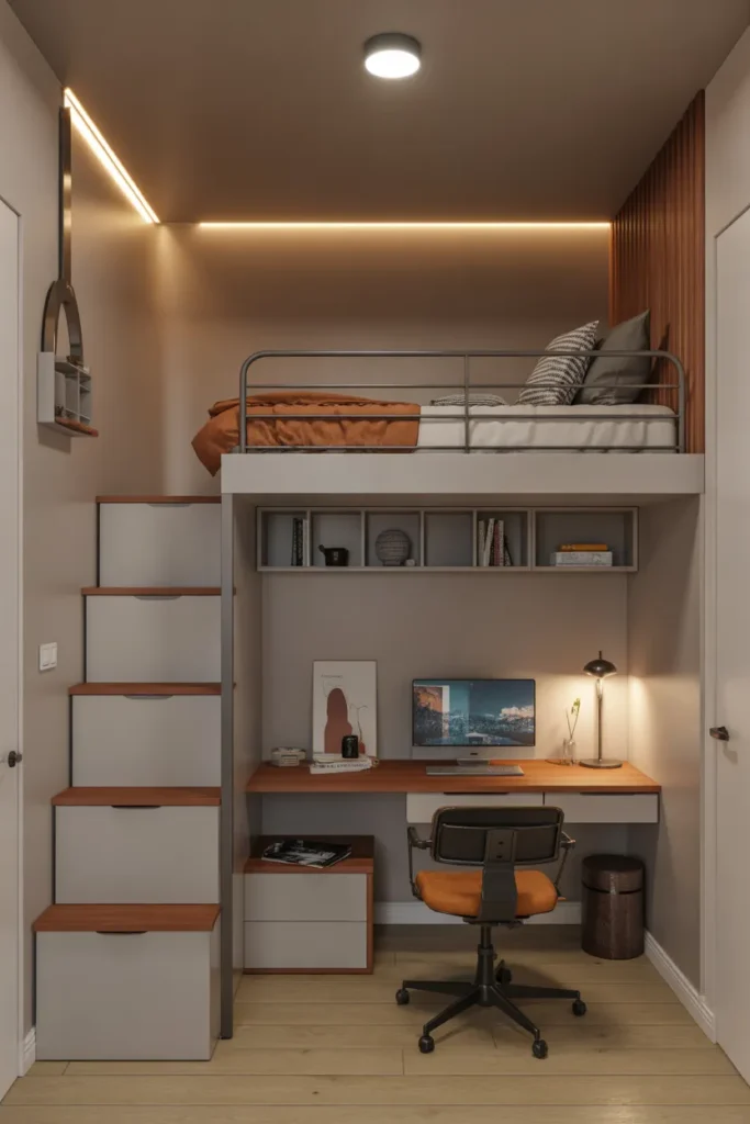 bunk bed with desk for small room