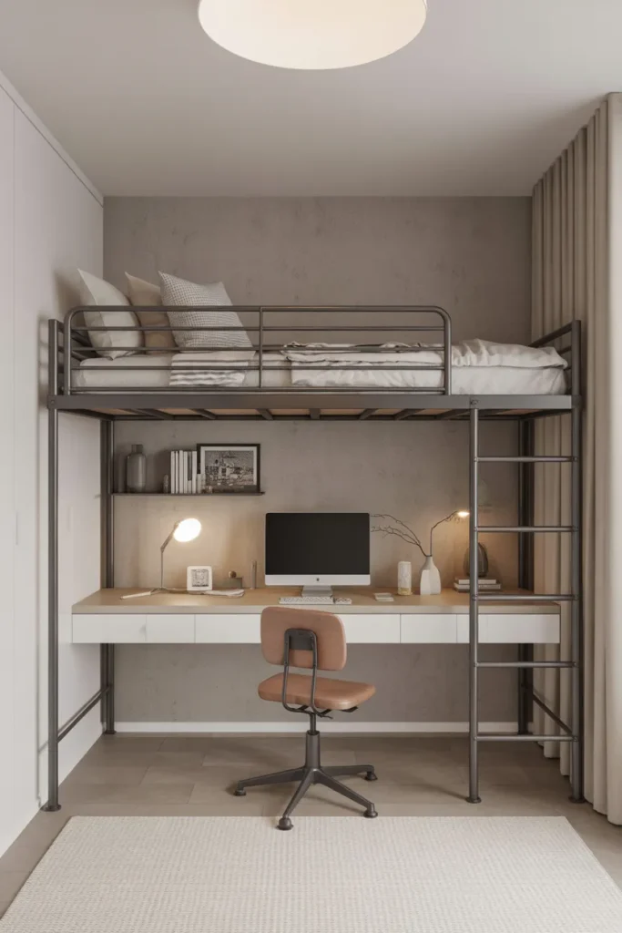 bunk bed with desk for small room