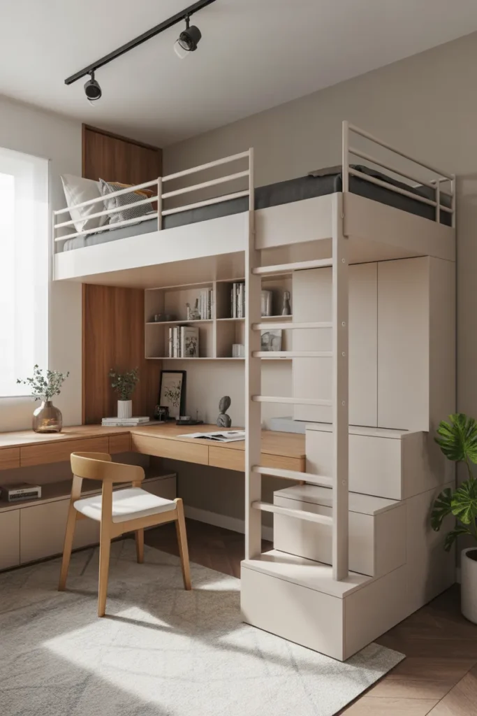 bunk bed with desk for small room