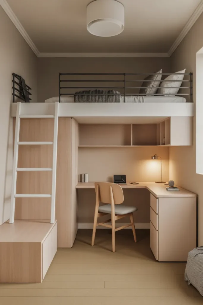 bunk bed with desk for small room