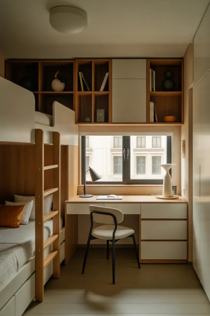 bunk bed with desk for small room