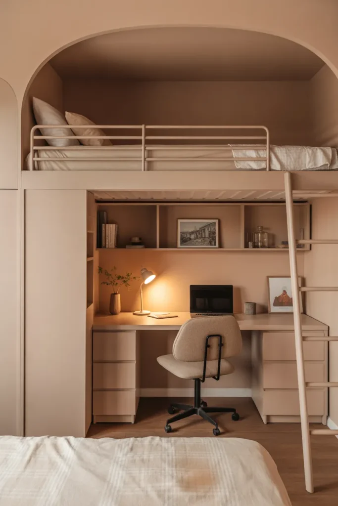 bunk bed with desk for small room
