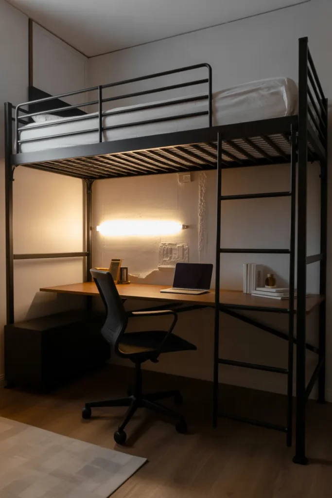 bunk bed with desk for small room