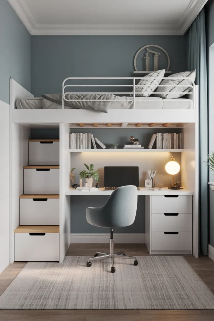 bunk bed with desk for small room