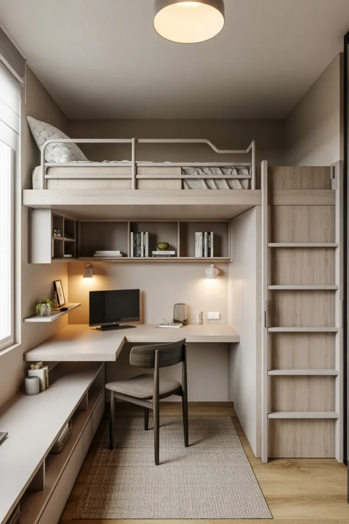 bunk bed with desk for small room