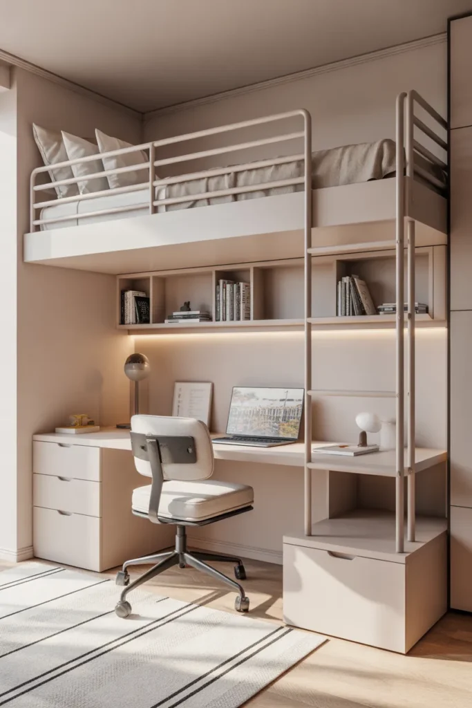bunk bed with desk for small room
