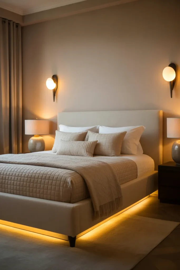 cream bed frame room ideas