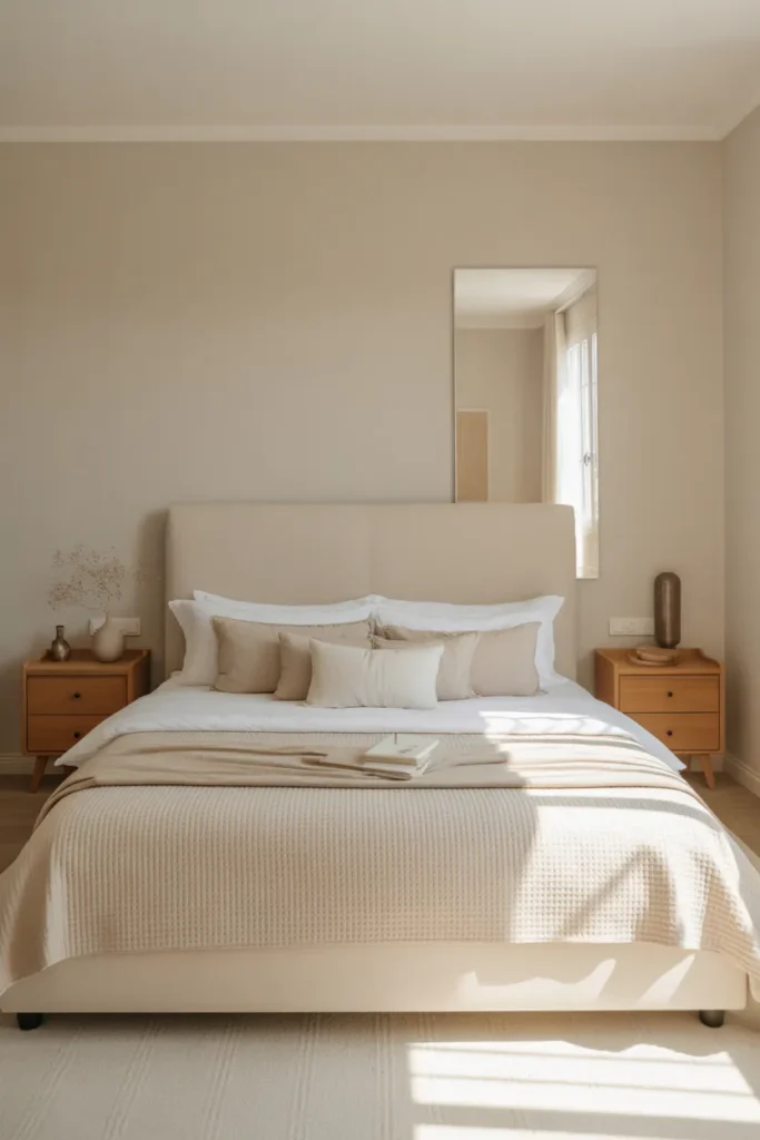 cream bed frame room ideas