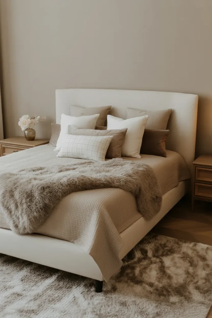 cream bed frame room ideas