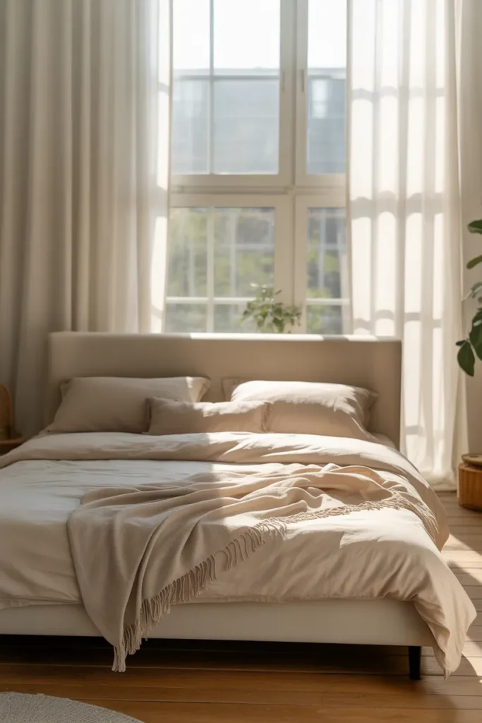 cream bed frame room ideas