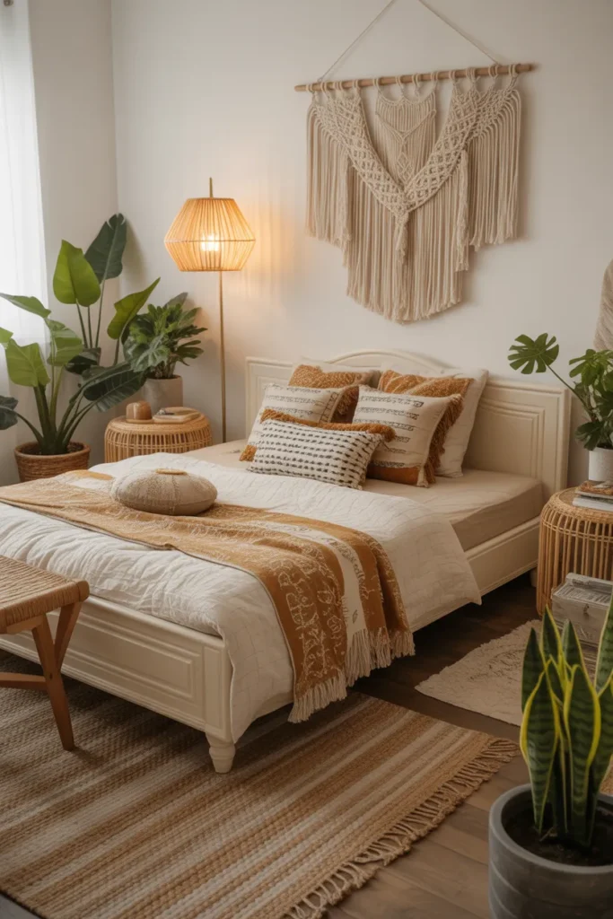 cream bed frame room ideas