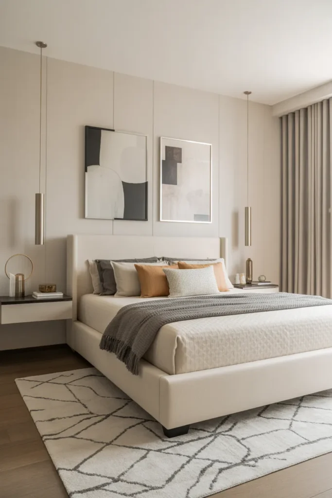 cream bed frame room ideas