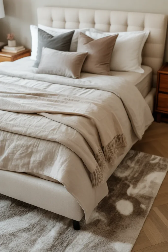 cream bed frame room ideas