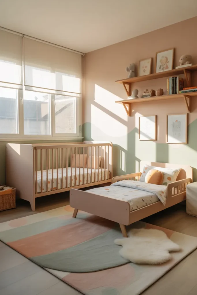 crib and toddler bed shared room