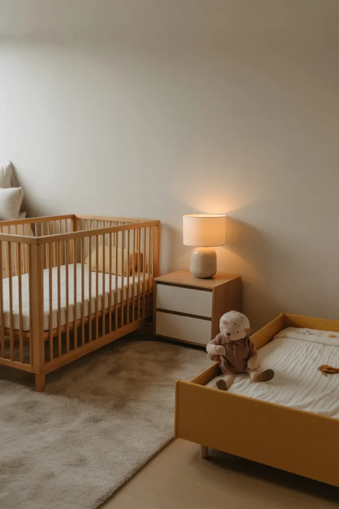 crib and toddler bed shared room