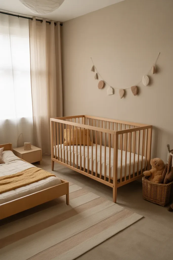 crib and toddler bed shared room