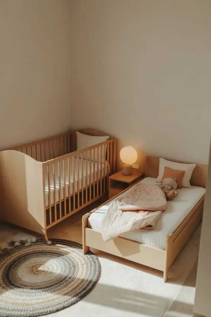 crib and toddler bed shared room