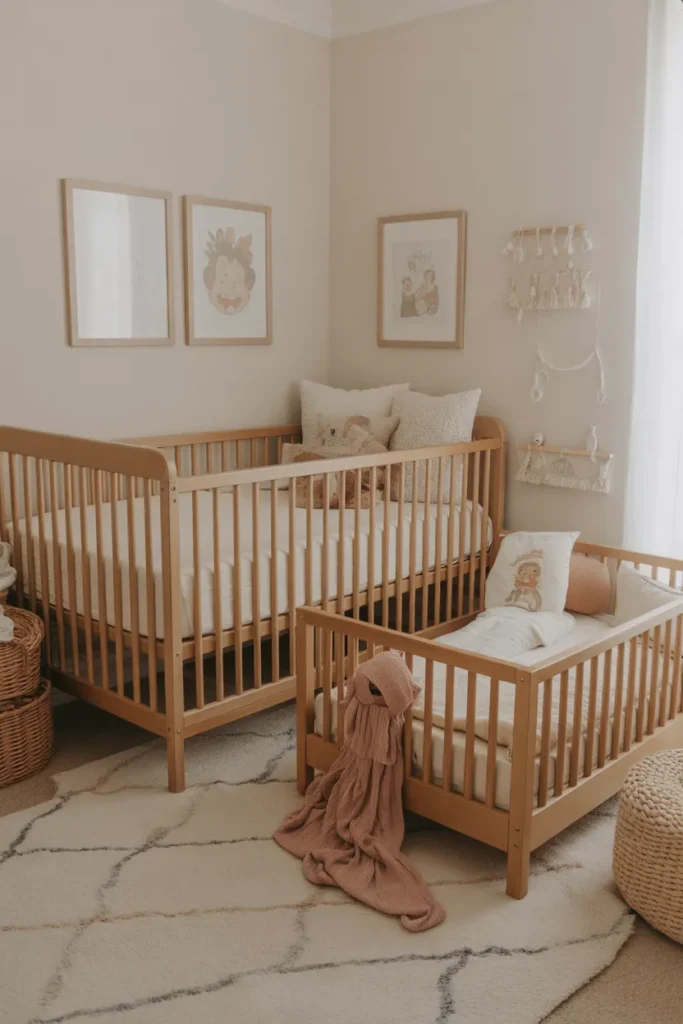 crib and toddler bed shared room