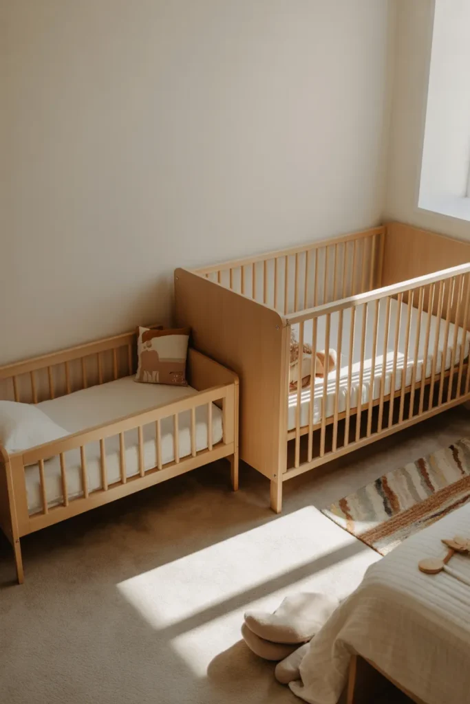 crib and toddler bed shared room