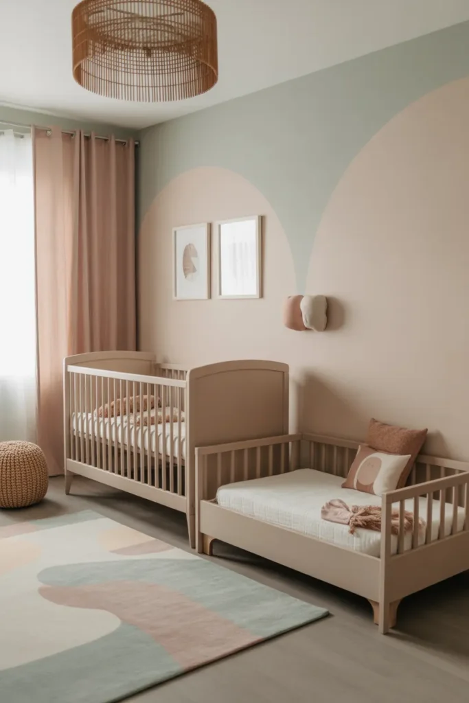 crib and toddler bed shared room