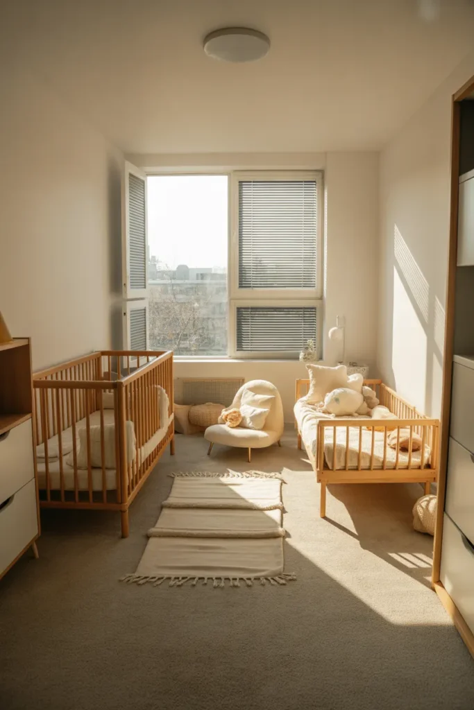 crib and toddler bed shared room