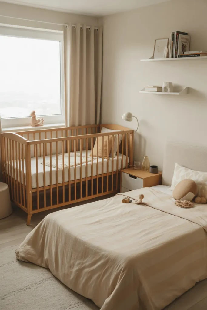 crib and toddler bed shared room