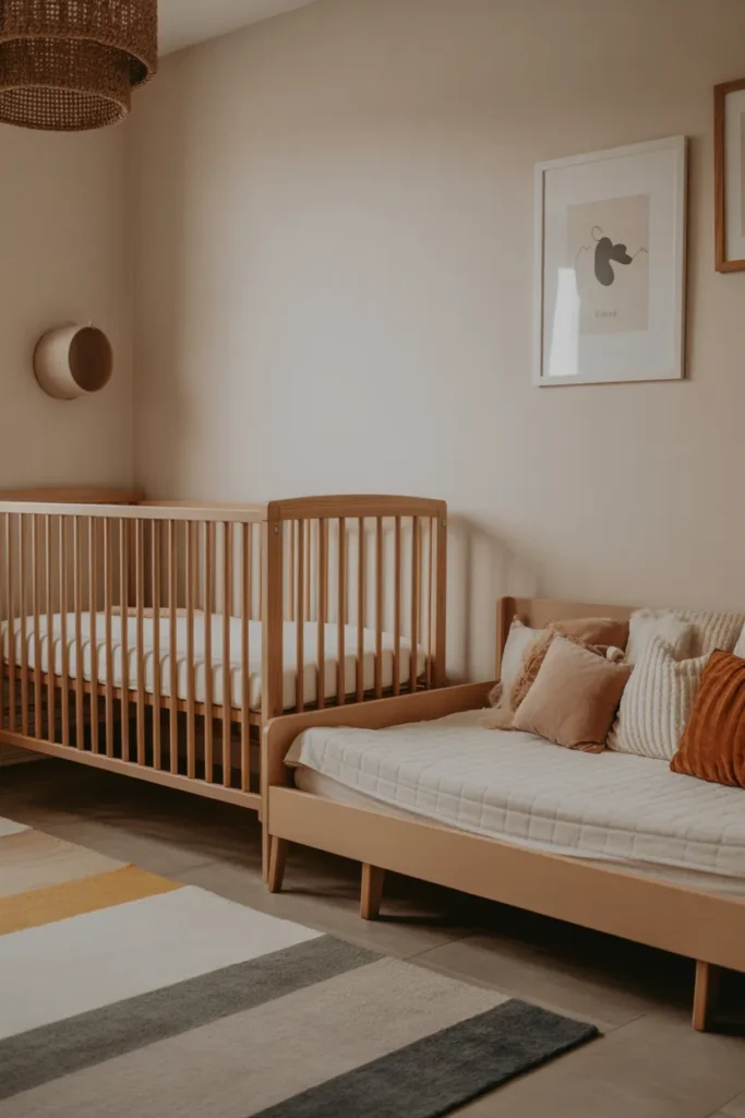 crib and toddler bed shared room