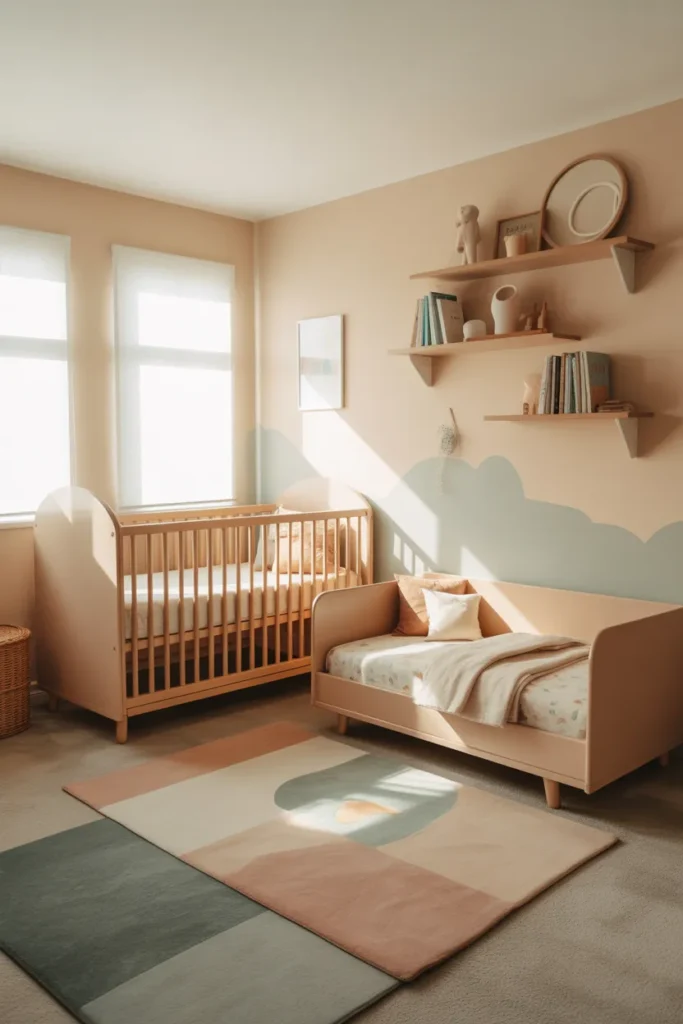 crib and toddler bed shared room