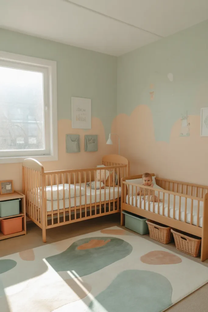 crib and toddler bed shared room