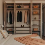 dressing room behind bed