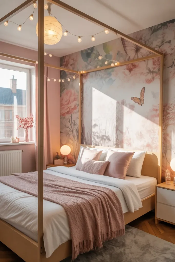 floral wallpaper bedroom