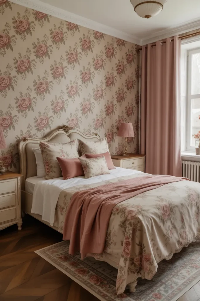 floral wallpaper bedroom